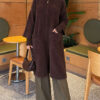 Long cardigan with a collar, button closure, and a beard pattern Brown – Image 2