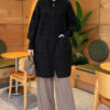 Long cardigan with a collar, button closure, and a beard pattern Black – Image 2