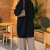 Long cardigan with a collar, button closure, and a beard pattern Black – Image 4