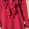 ⁦Ruffled Collar Tied Polka Dot Shirt Burgundy⁩ - الصورة ⁦4⁩