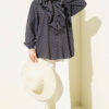 Ruffled Collar Tied Polka Dot Shirt Slate Grey - Afbeelding 2