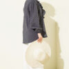 Ruffled Collar Tied Polka Dot Shirt Slate Grey - Afbeelding 3