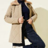Fur-Collared Quilted Short Jacket Beige