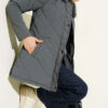 Fur-Collared Quilted Short Jacket Smoke