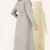 Long Coat with Fur-Trimmed Collar and Belt Grey – Image 3