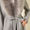 Long Coat with Fur-Trimmed Collar and Belt Grey – Image 4