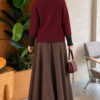 Neckline Beaded Heart Patterned Knit Cardigan Burgundy - immagine 4
