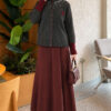Neckline Beaded Heart Patterned Knit Cardigan Smoke - immagine 2