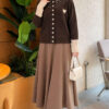 Neckline Beaded Heart Patterned Knit Cardigan Brown - immagine 2