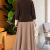 Neckline Beaded Heart Patterned Knit Cardigan Brown - immagine 4