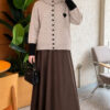 Neckline Beaded Heart Patterned Knit Cardigan Stone - Image 2