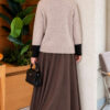 Neckline Beaded Heart Patterned Knit Cardigan Stone - Image 4