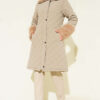 Fleece-Lined Quilted Jacket with Collar and Cuffs Beige