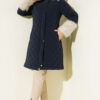 Fleece-Lined Quilted Jacket with Collar and Cuffs Navy Blue - Afbeelding 2