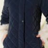Fleece-Lined Quilted Jacket with Collar and Cuffs Navy Blue - Afbeelding 4