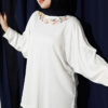 Floral Embroidered Collar Tunic White
