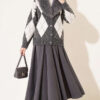 Fur-Collared Honeycomb Pattern Knit Cardigan Smoke - Afbeelding 2