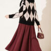 Fur-Collared Honeycomb Pattern Knit Cardigan Black – Bild 3