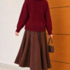 Fuzzy Collar Buttoned Knitted Cardigan Burgundy – Image 4