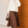 Fuzzy Collar Buttoned Knitted Cardigan Ecru – Image 2