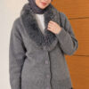 Fuzzy Collar Buttoned Knitted Cardigan Smoke - الصورة 3