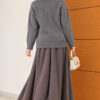 Fuzzy Collar Buttoned Knitted Cardigan Smoke - الصورة 4