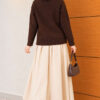 Fuzzy Collar Buttoned Knitted Cardigan Brown - الصورة 4