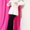 Fur-Collared Shiny Jacket White - الصورة 2