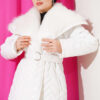 Fur-Collared Shiny Jacket White