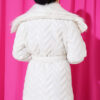 Fur-Collared Shiny Jacket White - الصورة 3