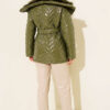 Fur-Collared Shiny Jacket Khaki - immagine 3