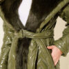 Fur-Collared Shiny Jacket Khaki - immagine 4