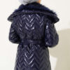 Fur-Collared Shiny Jacket Navy Blue – Bild 3