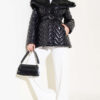 Fur-Collared Shiny Jacket Black – Bild 2