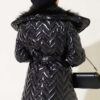 Fur-Collared Shiny Jacket Black – Bild 3