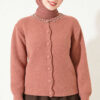 Lace-Trimmed Cardigan with Stone Embellishments Rose Dust – Image 2