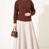 Lace-Trimmed Cardigan with Stone Embellishments Brown – Image 3