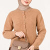 Lace-Trimmed Cardigan with Stone Embellishments Latte – Image 2