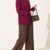 Lace-Trimmed Cardigan with Stone Embellishments Plum – Image 2