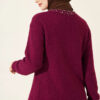Lace-Trimmed Cardigan with Stone Embellishments Plum – Image 4