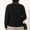 Lace-Trimmed Cardigan with Stone Embellishments Black – Image 4