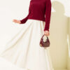 ⁦Embellished Neckline Chenille Sweater Burgundy⁩ - الصورة ⁦2⁩