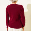 ⁦Embellished Neckline Chenille Sweater Burgundy⁩ - الصورة ⁦3⁩