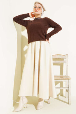 Alternative view of Embellished Neckline Chenille Sweater Brown