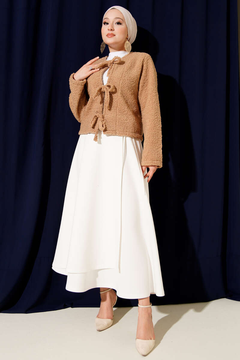 Side Tie Scuba Skirt White – Bild 2