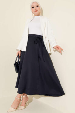 Alternative view of Side Tie Scuba Skirt Navy Blue