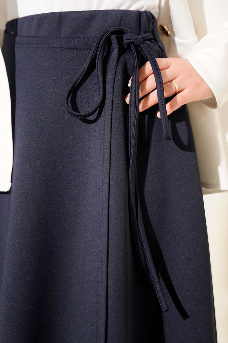 Side Tie Scuba Skirt Navy Blue – Bild 4