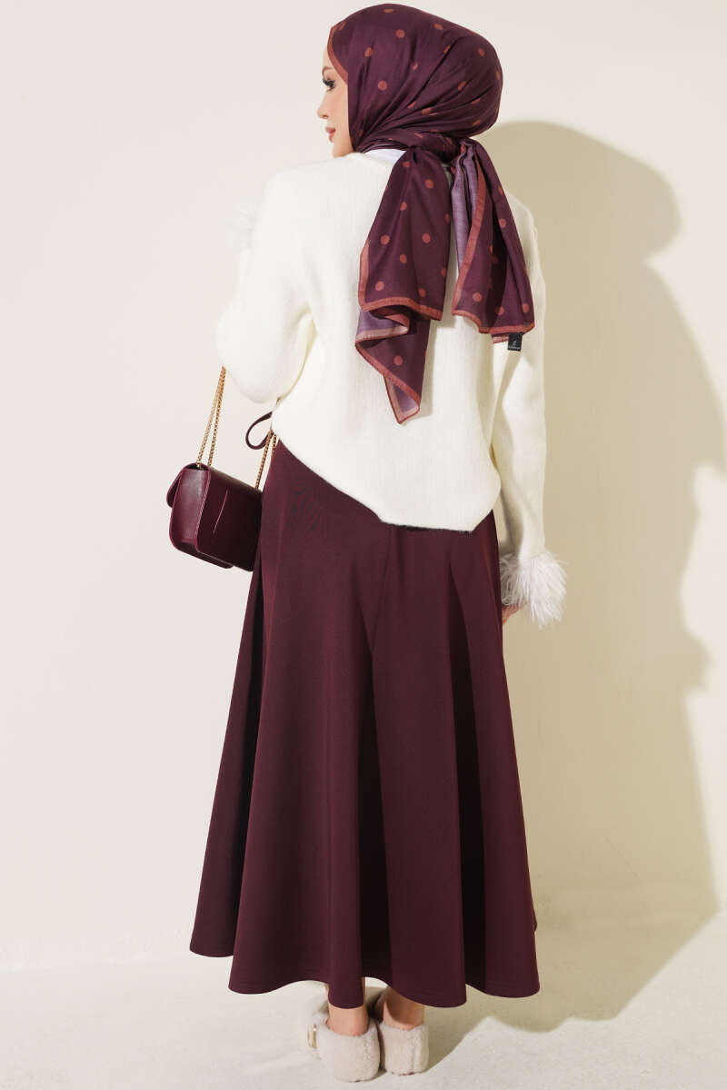 Side Tie Scuba Skirt Plum - immagine 3
