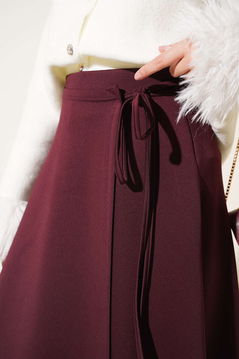 Side Tie Scuba Skirt Plum - immagine 4