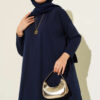 Side Slit Basic Tunic Navy Blue